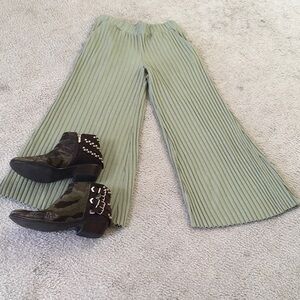 STATESIDE/“SIRO”WIDE RIBBED PALAZZO PANTS IN”SAGE”/NEW